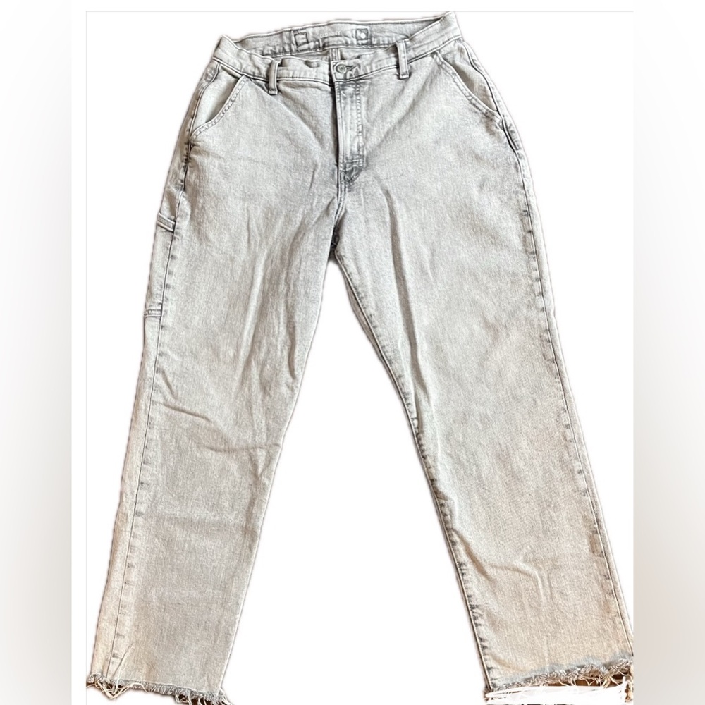 Old Navy Sky High Straight Raw Hem Utility Jean